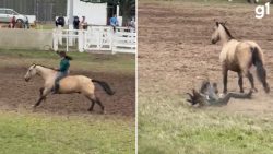 video:-‘estou-otima’,-diz-lacadora-de-48-anos-apos-queda-em-rodeio-em-arroio-do-sal